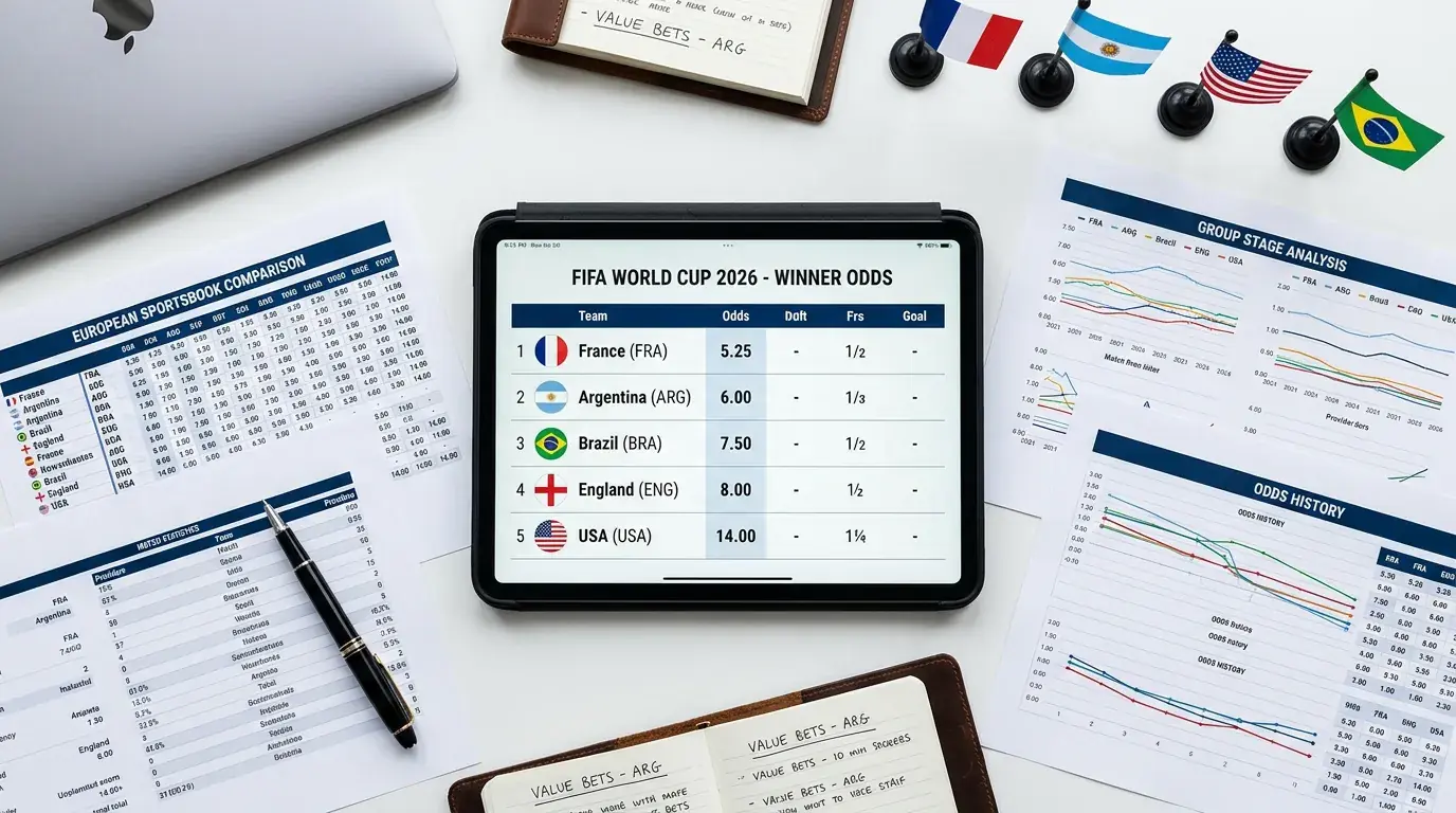 Tableau comparatif des cotes pour la Coupe du Monde 2026 avec analyse des favoris