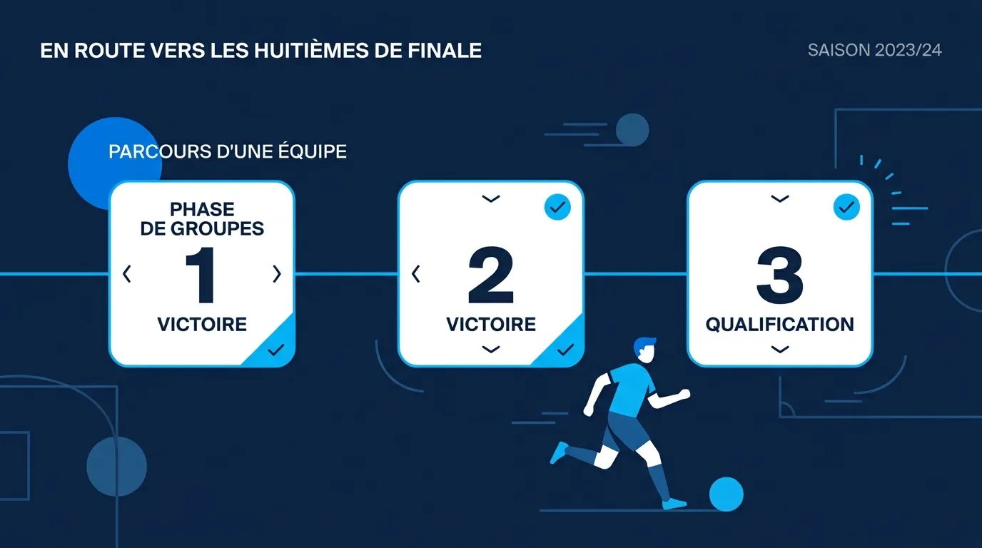 Infographie du parcours de la France jusqu'aux huitièmes de la Coupe du Monde 2026